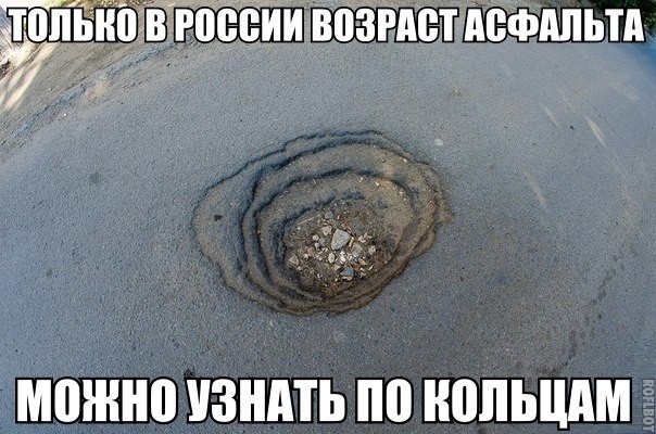 Только в России можно узнать возраст асфальта по кольцам